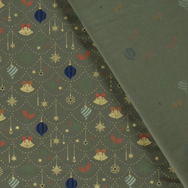 Cotton Poplin fabric Christmas printed and foil 