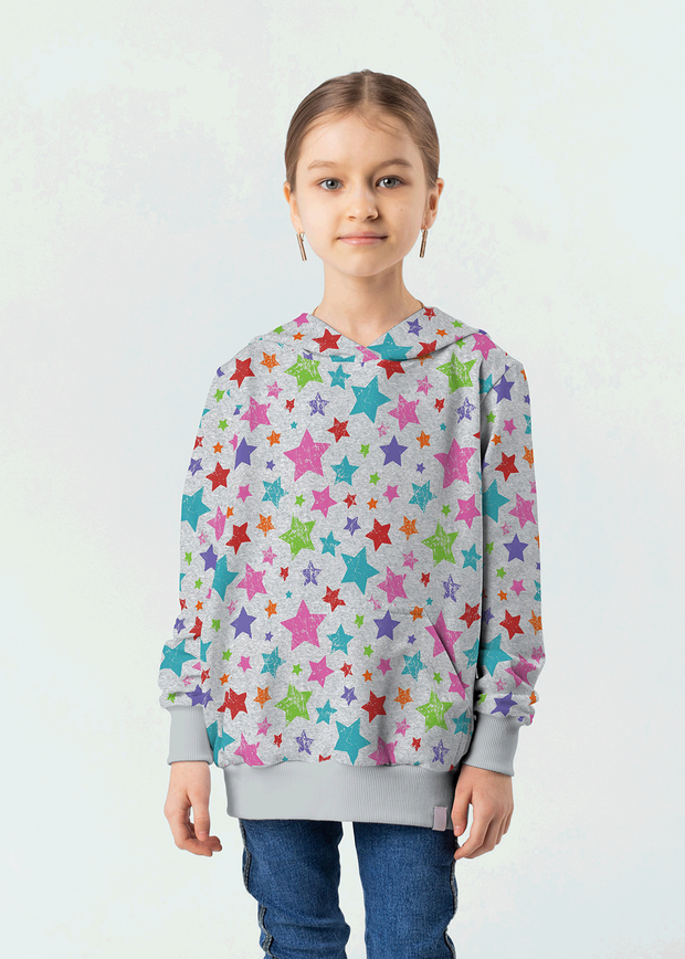 Alphen Fleece fabric Stars Middle Grey