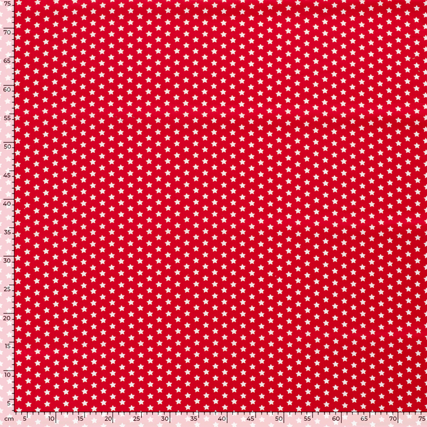 Cotton Poplin fabric Stars Red