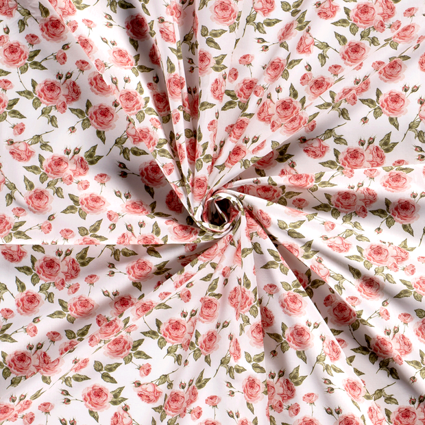 Cotton Poplin fabric Optical White printed 