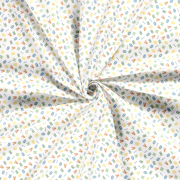Cotton Poplin fabric Optical White printed 