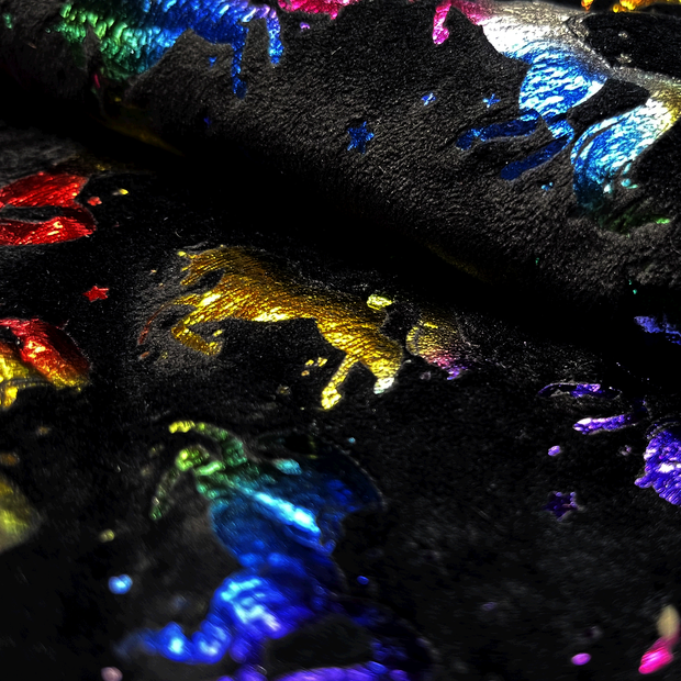 Velvet fabric Unicorn Black