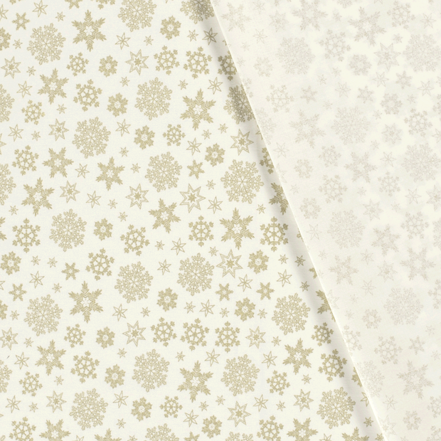 Cotton Poplin fabric Christmas stars printed and foil 