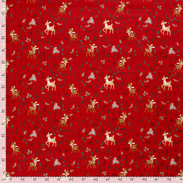 Cotton Poplin fabric Christmas Red
