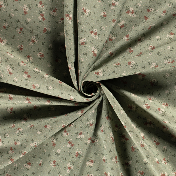 Panama fabric Olive Green printed 
