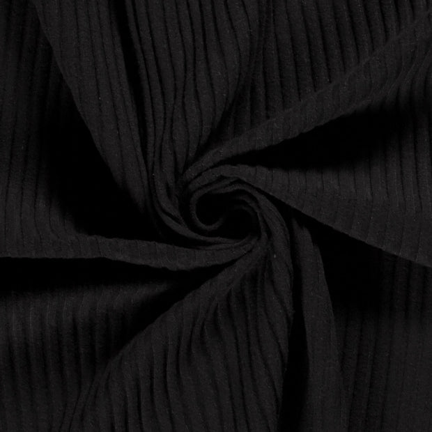 Rib Jersey fabric Unicolour Black