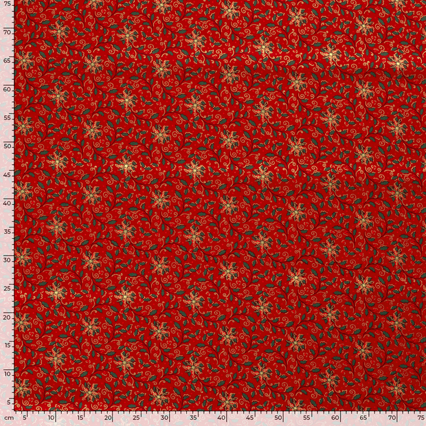 Cotton Poplin fabric Christmas Red