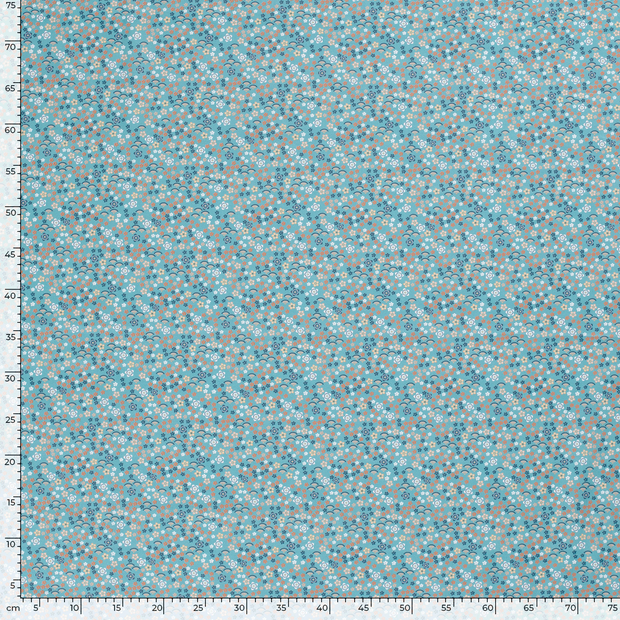 Cotton Poplin fabric Millefleurs Petrol