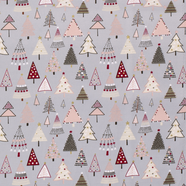 Popeline de Coton tissu décorations de Noël Gris