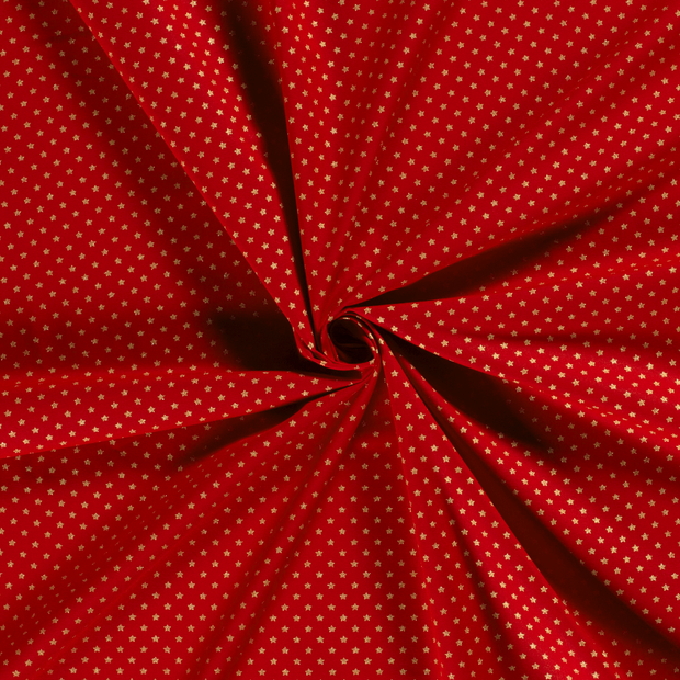Cotton Poplin fabric Red printed and foil 
