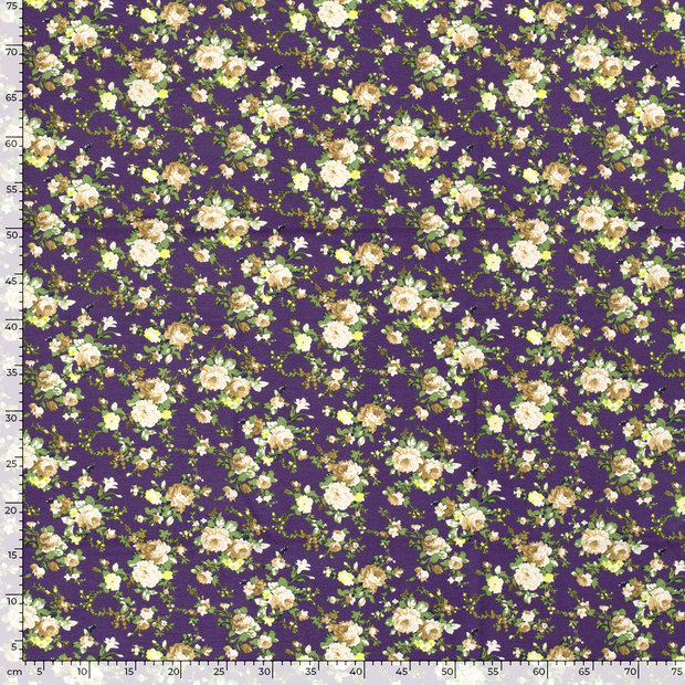 Quattro Stretch fabric Flowers Carbon