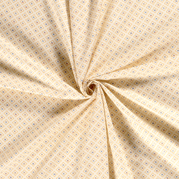 Cotton Poplin fabric Off White printed 