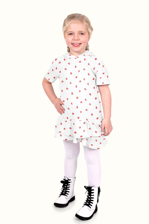 Muslin fabric Fruits White