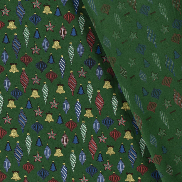 Cotton Poplin fabric Christmas balls printed and foil 