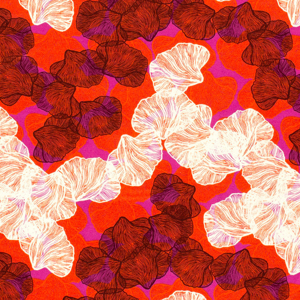 Jersey de Viscose tissu fleurs Fuchsia