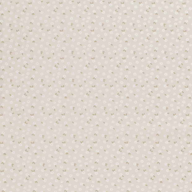 Cotton Poplin fabric Millefleurs Beige
