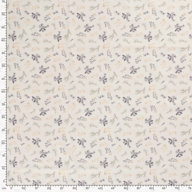 Cotton Poplin fabric Christmas Beige