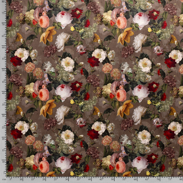 Velours tissu fleurs imprimé numérique 