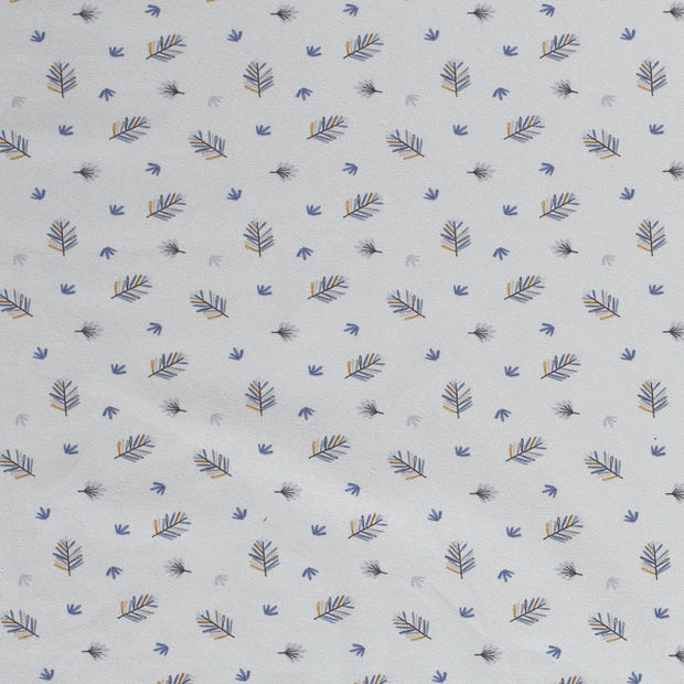 Cotton Jersey fabric Leaves Baby Blue