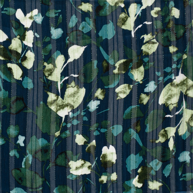 Chiffon tissu fleurs Vert foncé
