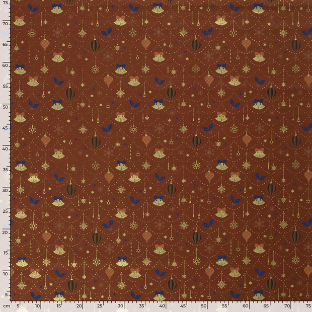 Cotton Poplin fabric Christmas Brique
