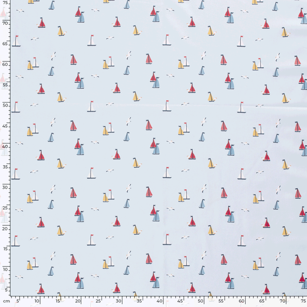 Cotton Poplin fabric Sailboats 