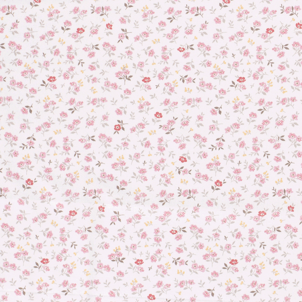 Cotton Poplin fabric Millefleurs Optical White