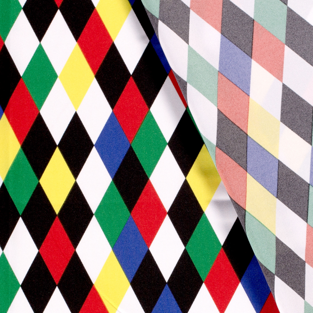 Power Stretch fabric Checks printed 