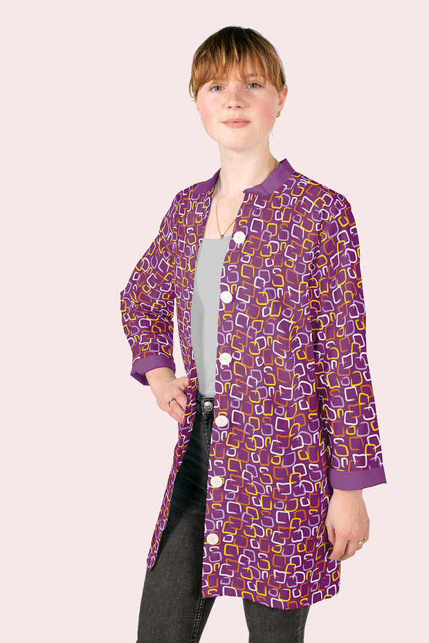 Viscose Poplin fabric Abstract Aubergine