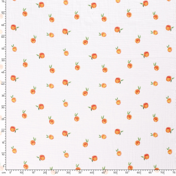 Muselina tela Frutas Blanco