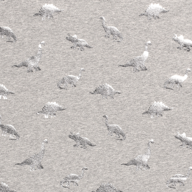 Cotton Jersey fabric Dinosaurs Light Grey