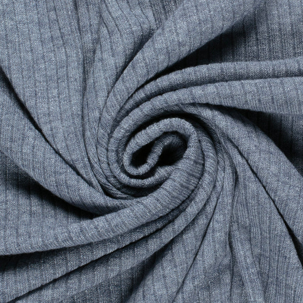 Rib Jersey tissu Unicolore Bleu acier