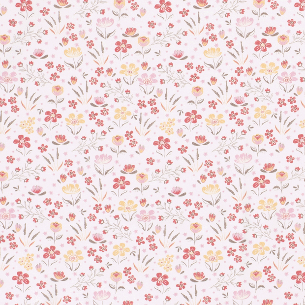 Cotton Poplin fabric Millefleurs Optical White