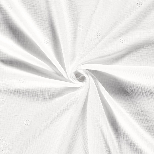 Muslin fabric Optical White embroidered 