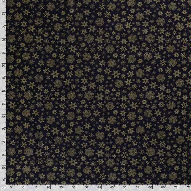 Cotton Poplin fabric Christmas stars Navy
