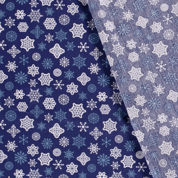 Cotton Poplin fabric Christmas snowflakes printed 