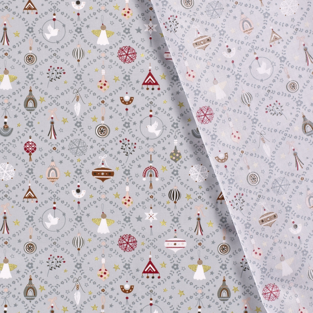 Cotton Poplin fabric Christmas printed and foil 