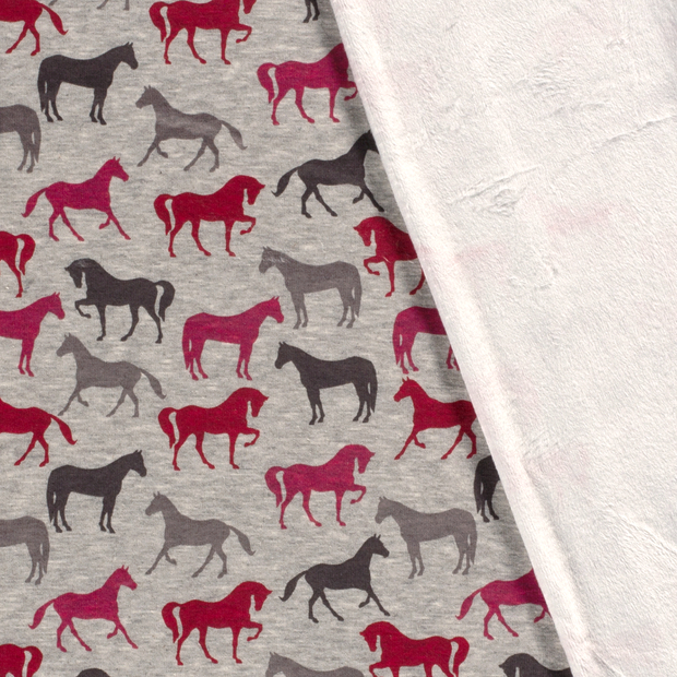 Alphen Fleece fabric Horses printed 
