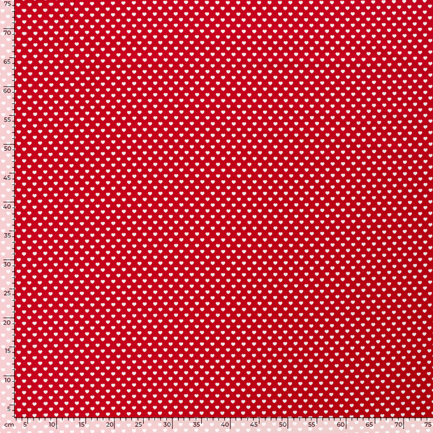 Cotton Poplin fabric Hearts Red