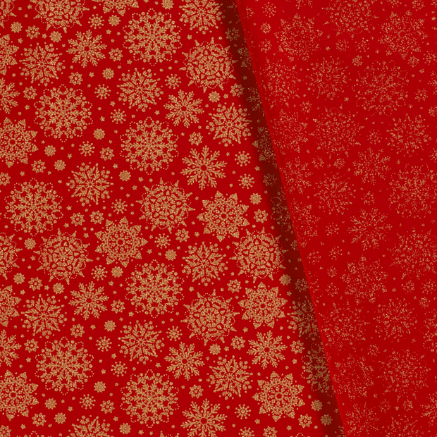 Cotton Poplin fabric Christmas snowflakes printed and foil 