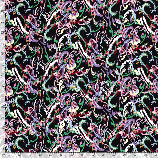 Viscose Poplin stof Abstract Zwart