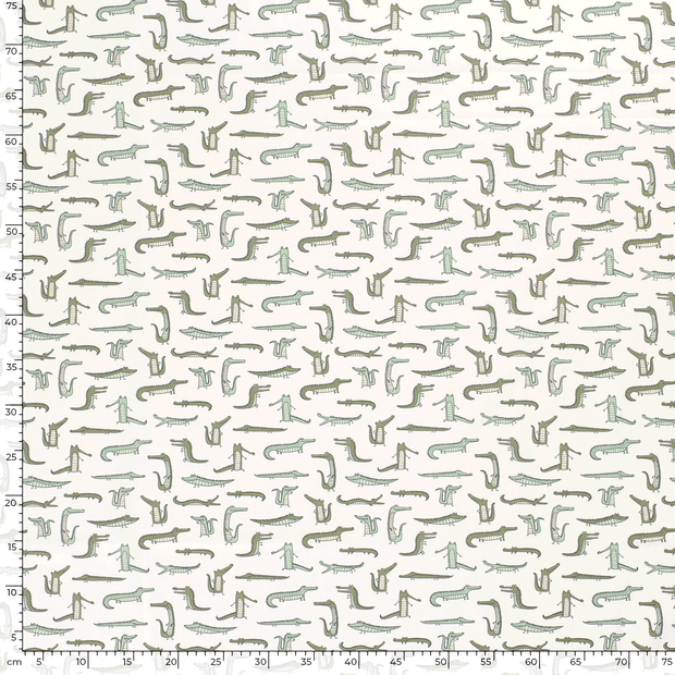 Cotton Poplin fabric Animals Off White