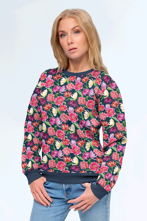 Jogging fabric Flowers Navy