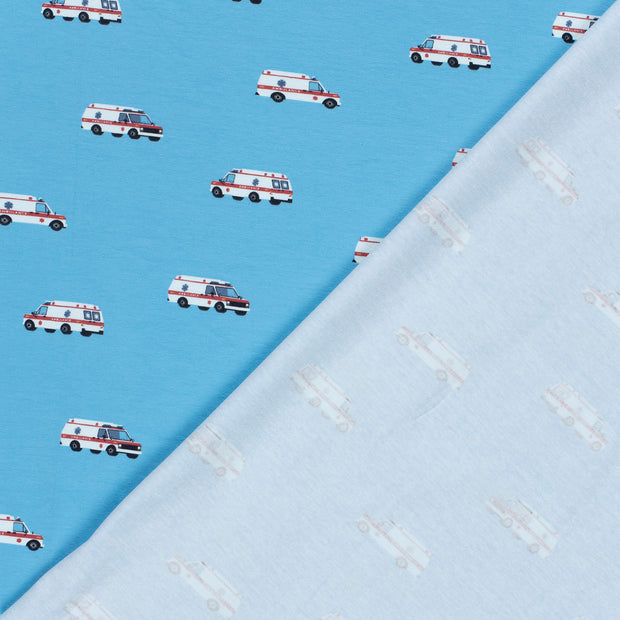 Cotton Jersey fabric Cars printed 