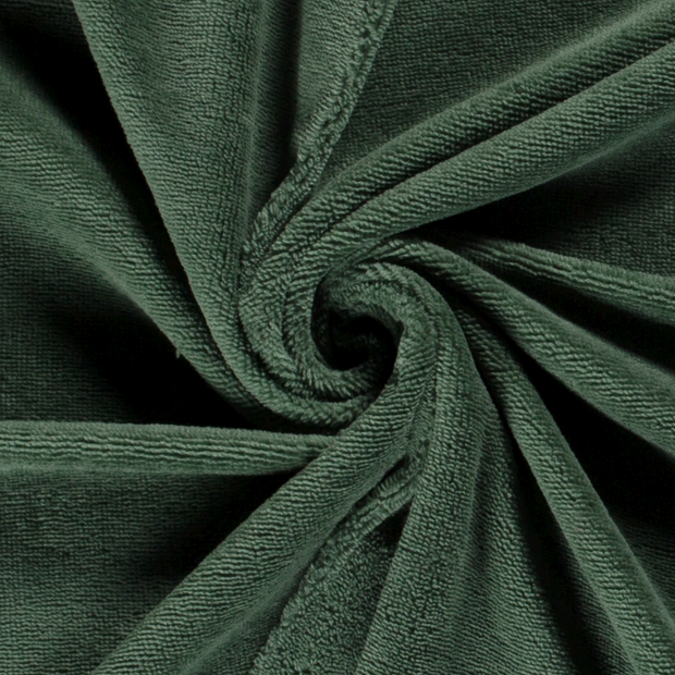 Bamboe Fleece stof Effen Donker groen
