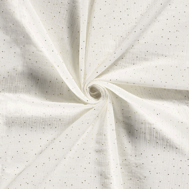Muslin fabric Off White foiled 