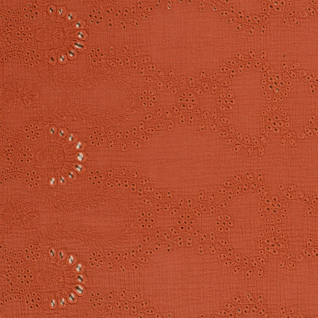 Muslin fabric Dots Redwood