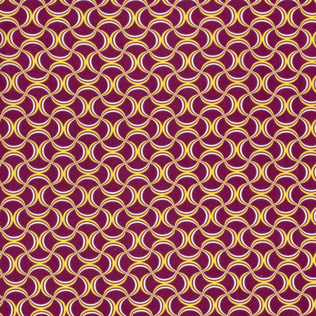 Viscose Poplin fabric Abstract Aubergine