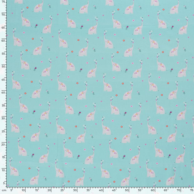 Cotton Poplin fabric Animals Petrol