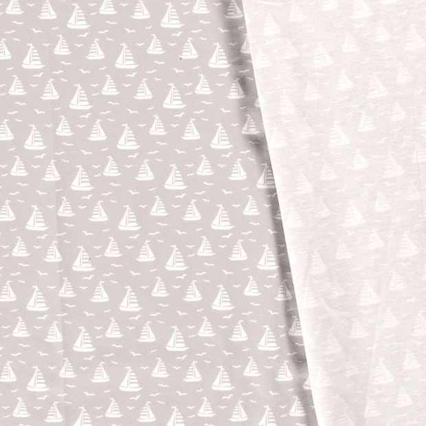 Jersey de Coton tissu voiliers imprimé 